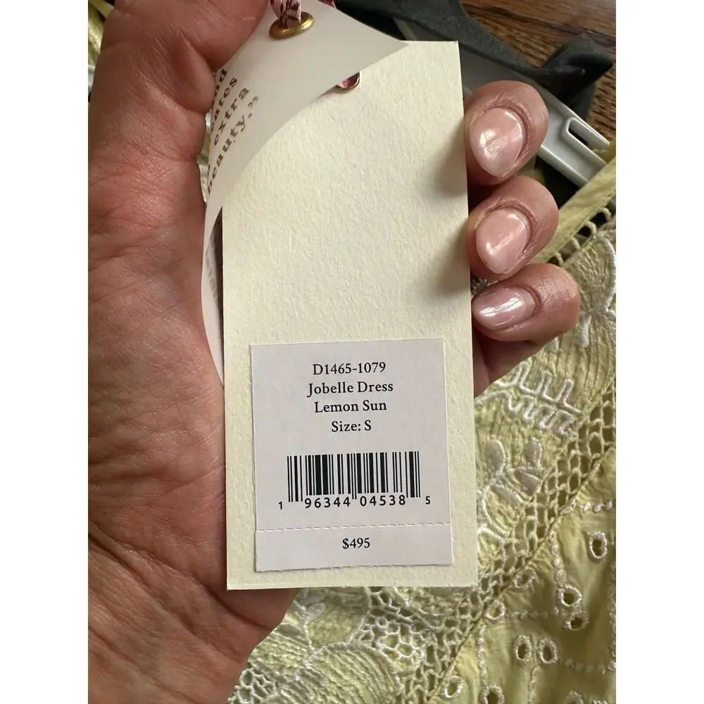 LoveShackFancy Jobelle Mini Dress Lemon Sun size Small NWT - Picture 6 of 8